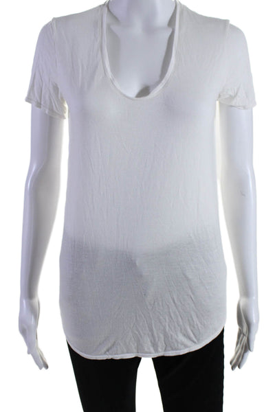 Helmut Lang Womens Round Neck Short Sleeve Pullover Casual T-Shirt White Size S