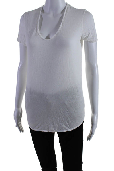 Helmut Lang Womens Round Neck Short Sleeve Pullover Casual T-Shirt White Size S