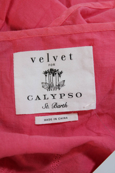 Velvet for Calypso St. Barth Womens Textured Sleeveless Tank Blouse Pink Size P