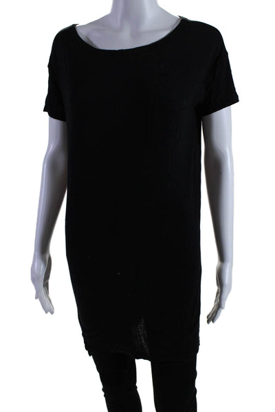 T Alexander Wang Womens Round Neck Short Sleeve Pullover Top Black Size XS