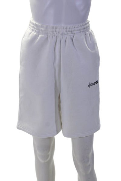 Opera Sport Womens Elastic Waistband Logo Knit Shorts White Cotton Size 0