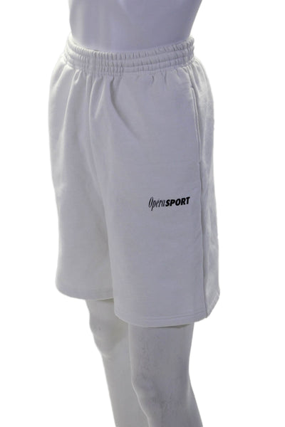 Opera Sport Womens Elastic Waistband Logo Knit Shorts White Cotton Size 0