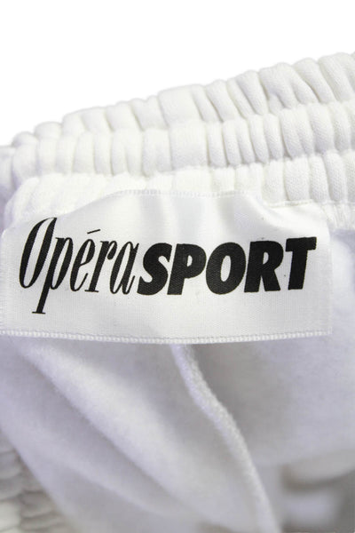 Opera Sport Womens Elastic Waistband Logo Knit Shorts White Cotton Size 0