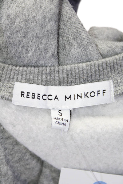 Rebecca Minkoff Womens Ruched Shoulder Scoop Neck Sweatshirt Gray Cotton Size XS