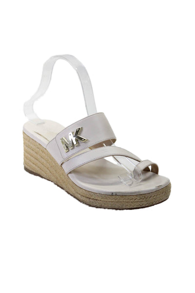 Michael Michael Kors Womens Leather Toe Ring Espadrille Sandals White Size 8US