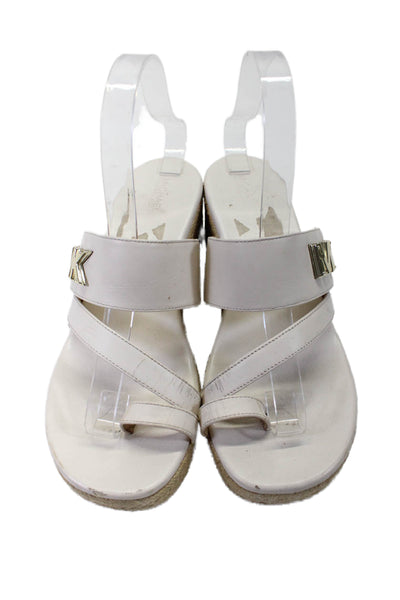 Michael Michael Kors Womens Leather Toe Ring Espadrille Sandals White Size 8US