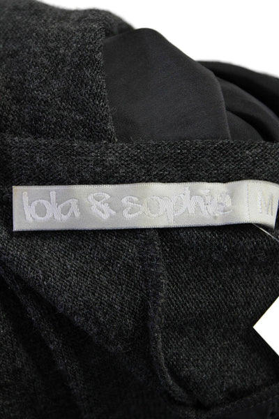 Lola And Sophie Womens Knit Long Sleeve V-Neck Tunic Top Dark Gray Size M