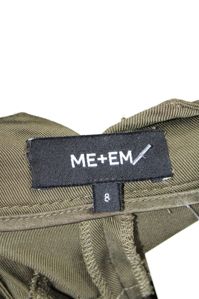 Me + Em Womens High Rise Top Stitch Front Tapered Leg Cargo Pants Green Size 8