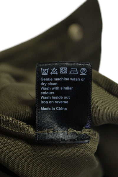 Me + Em Womens High Rise Top Stitch Front Tapered Leg Cargo Pants Green Size 8