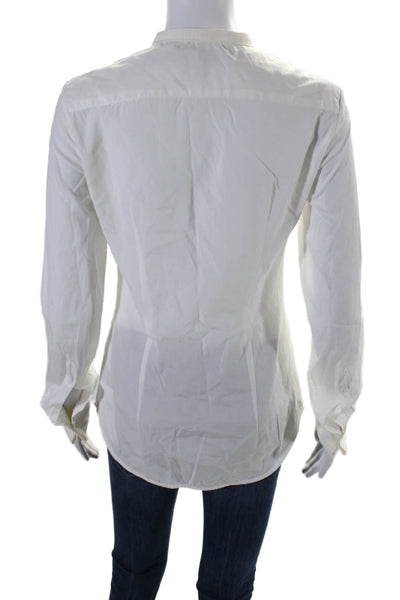 Ter Et Bantine Womens Ruffled Button Down Shirt White Cotton Size EUR 40