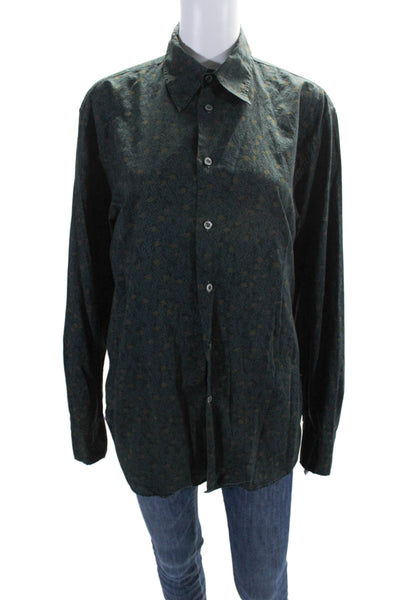 Paul Smith Womens Floral Print Button Down collared Blouse Green Medium