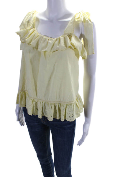 Love Sam Womens Sleeveless Scoop Neck Tiered Blouse Yellow Size XS