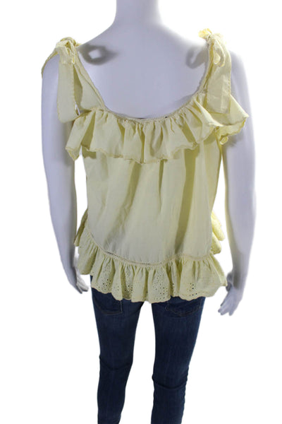 Love Sam Womens Sleeveless Scoop Neck Tiered Blouse Yellow Size XS