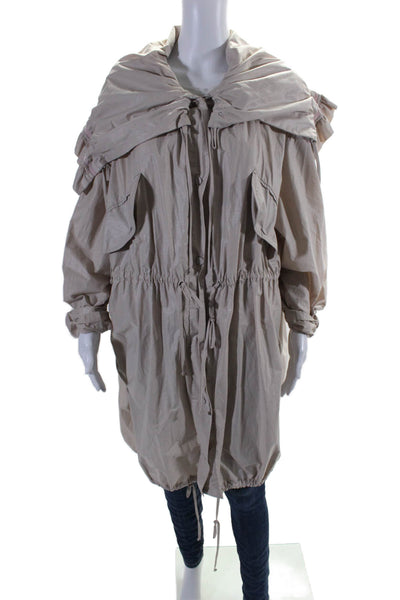 Stella McCartney Womens Hooded Button Down Jacket Beige Cotton Size EUR 38