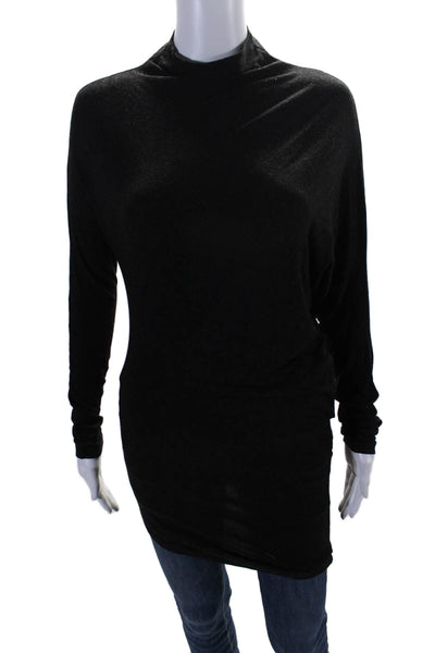 Club Donna Womens Long Sleeves Pullover Turtleneck Blouse Black Size Medium