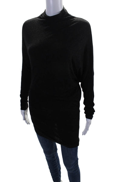 Club Donna Womens Long Sleeves Pullover Turtleneck Blouse Black Size Medium