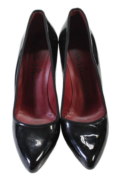 Lanvin Womens Patent Leather Pointed Toe Slide On Pumps Black Size 40 10