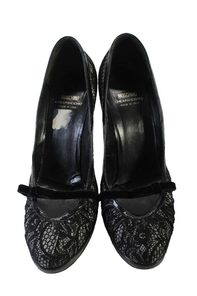 Moschino Cheap & Chic Womens Lace Bow Front Slide On Pumps Black Size 10