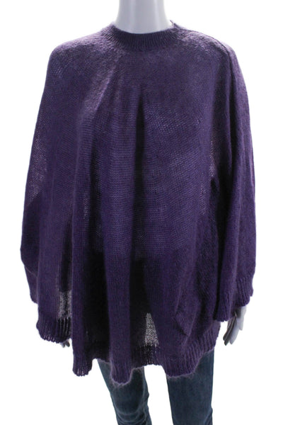 Junya Watanabe Womens Purple Mohair Crew Neck Poncho Sweater Top Size S