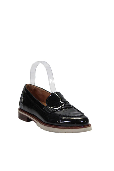 Samuel Hubbard Women's Round Toe Slip-On Patent Leather Loafers Black Size 7