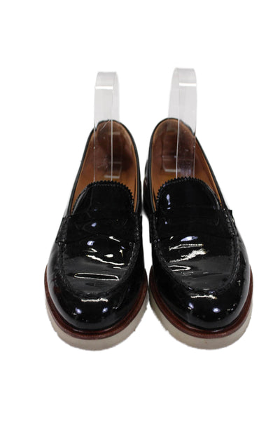 Samuel Hubbard Women's Round Toe Slip-On Patent Leather Loafers Black Size 7