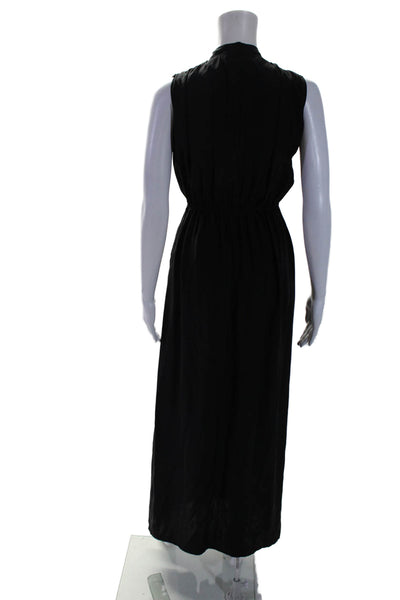 Natalie Martin Womens Sleeveless V Neck Silk Long Dress Black Size Extra Small