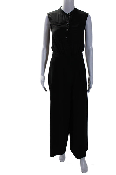 La Fee Maraboutee Womens Sleeveless V Neck Wide Leg Jumpsuit Black Size FR 34