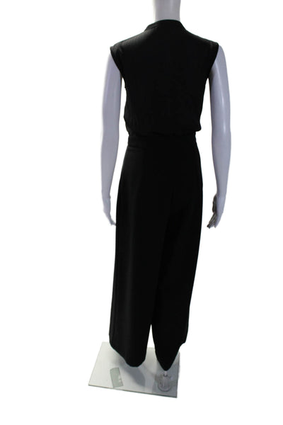 La Fee Maraboutee Womens Sleeveless V Neck Wide Leg Jumpsuit Black Size FR 34