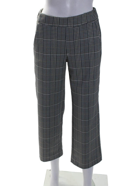 Mac Collection Womens Elastic Waistband Straight Leg Plaid Pants White Size 0L