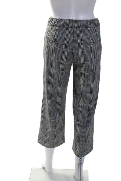 Mac Collection Womens Elastic Waistband Straight Leg Plaid Pants White Size 0L