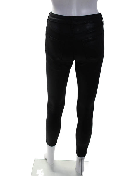 L Agence Womens Zipper Fly High Rise Coated Margot Skinny Jeasn Black Size 24