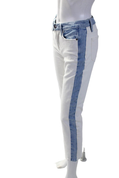 Frame Denim Womens Zipper Fly High Rise Straight Leg Jeans White Blue Size 26