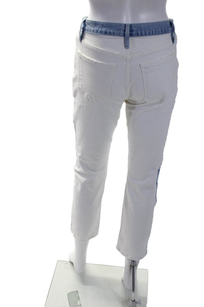 Frame Denim Womens Zipper Fly High Rise Straight Leg Jeans White Blue Size 26