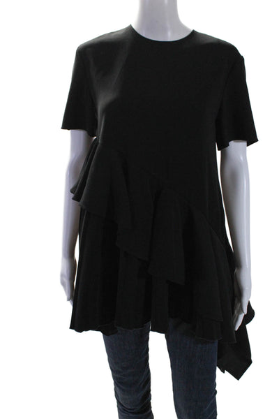 ADEAM Womens Pleated Ruffles Top Black Size 4 11344758