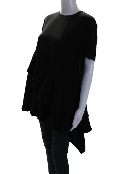 ADEAM Womens Pleated Ruffles Top Black Size 4 11344758