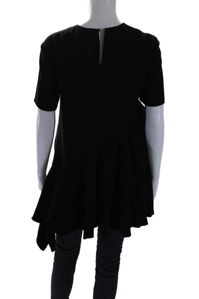 ADEAM Womens Pleated Ruffles Top Black Size 4 11344758