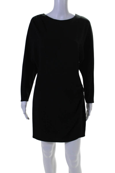 ALC Women's Round Neck Long Sleeves Cinch Wrap Mini Dress Black Size 4