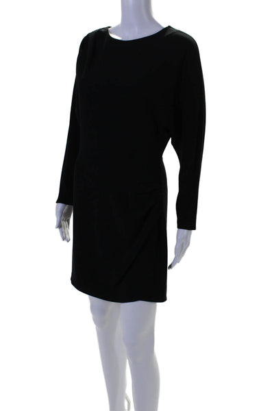 ALC Women's Round Neck Long Sleeves Cinch Wrap Mini Dress Black Size 4