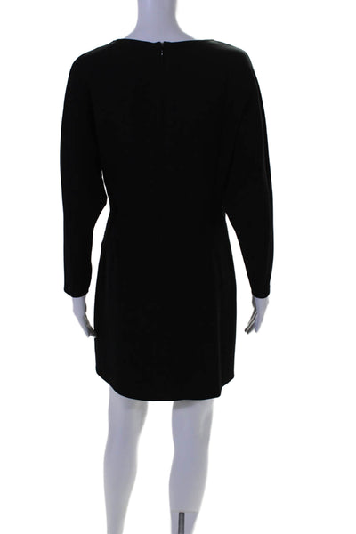 ALC Women's Round Neck Long Sleeves Cinch Wrap Mini Dress Black Size 4