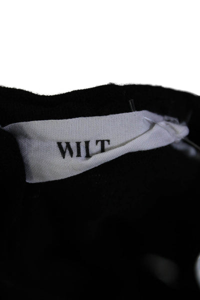 Wilt Womens Long Sleeve Scoop Neck Draped Tee Shirt Black Cotton Size XS