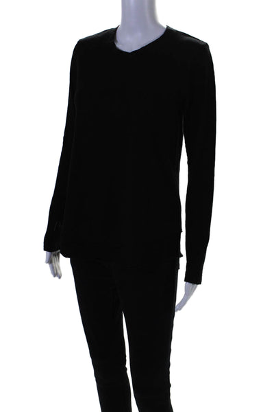 Wilt Womens Long Sleeve Round Neck Knit Tee Shirt Black Cotton Size Extra Small