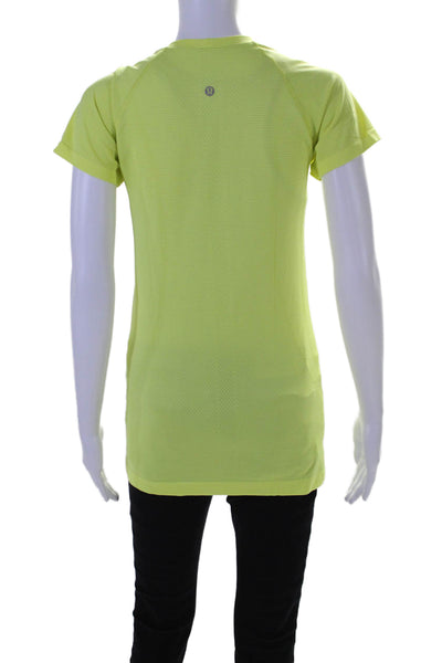 Lululemon Womens Short Sleeve Crew Neck Striped Tee Shirt Yellow Size 8