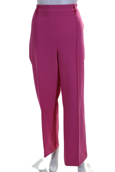 Rachel Zoe Womens Flat Front Zip Tapered Leg Dress Pants Pink Size 14