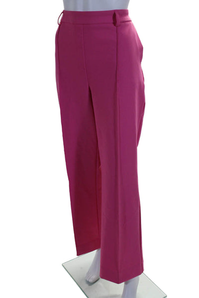 Rachel Zoe Womens Flat Front Zip Tapered Leg Dress Pants Pink Size 14