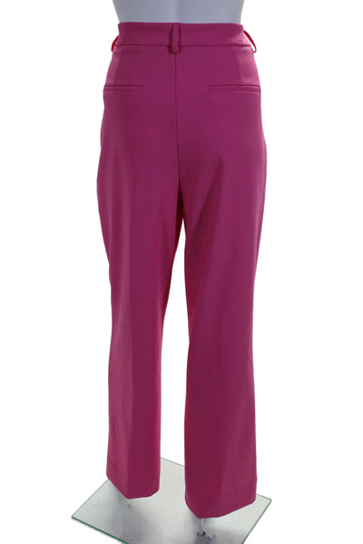 Rachel Zoe Womens Flat Front Zip Tapered Leg Dress Pants Pink Size 14