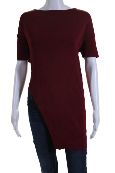 COS Womens Short Sleeves Crew Neck Pullover Asymmetrical Sweater Red Size Small