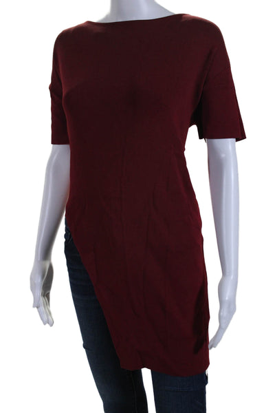 COS Womens Short Sleeves Crew Neck Pullover Asymmetrical Sweater Red Size Small