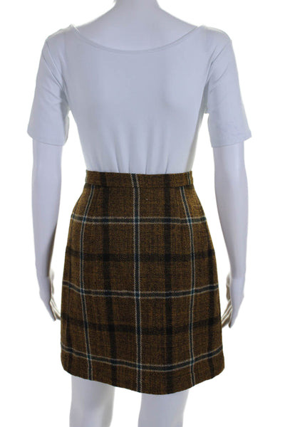 Roberto Collina Womens Side Button Check Print Knit Skirt Beige Size Small