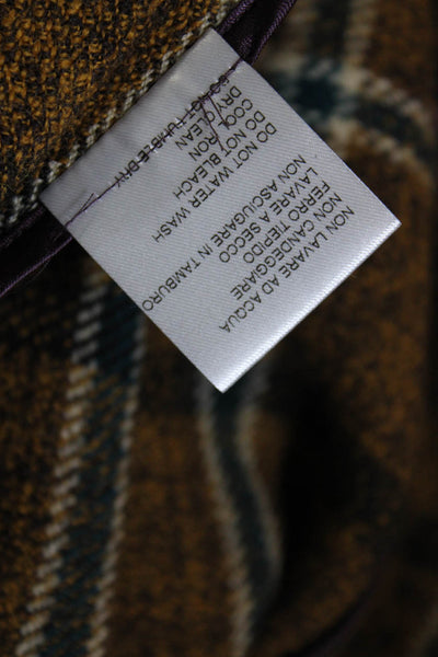 Roberto Collina Womens Side Button Check Print Knit Skirt Beige Size Small