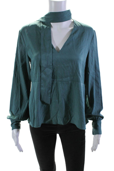 Becken Womens Emerald Tie Neck Blouse Green Size 6 11657255